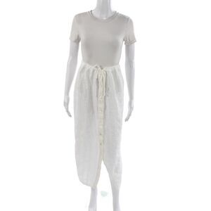 Solid & Striped Women White Striped Cotton Maxi Skirt Button Size XS